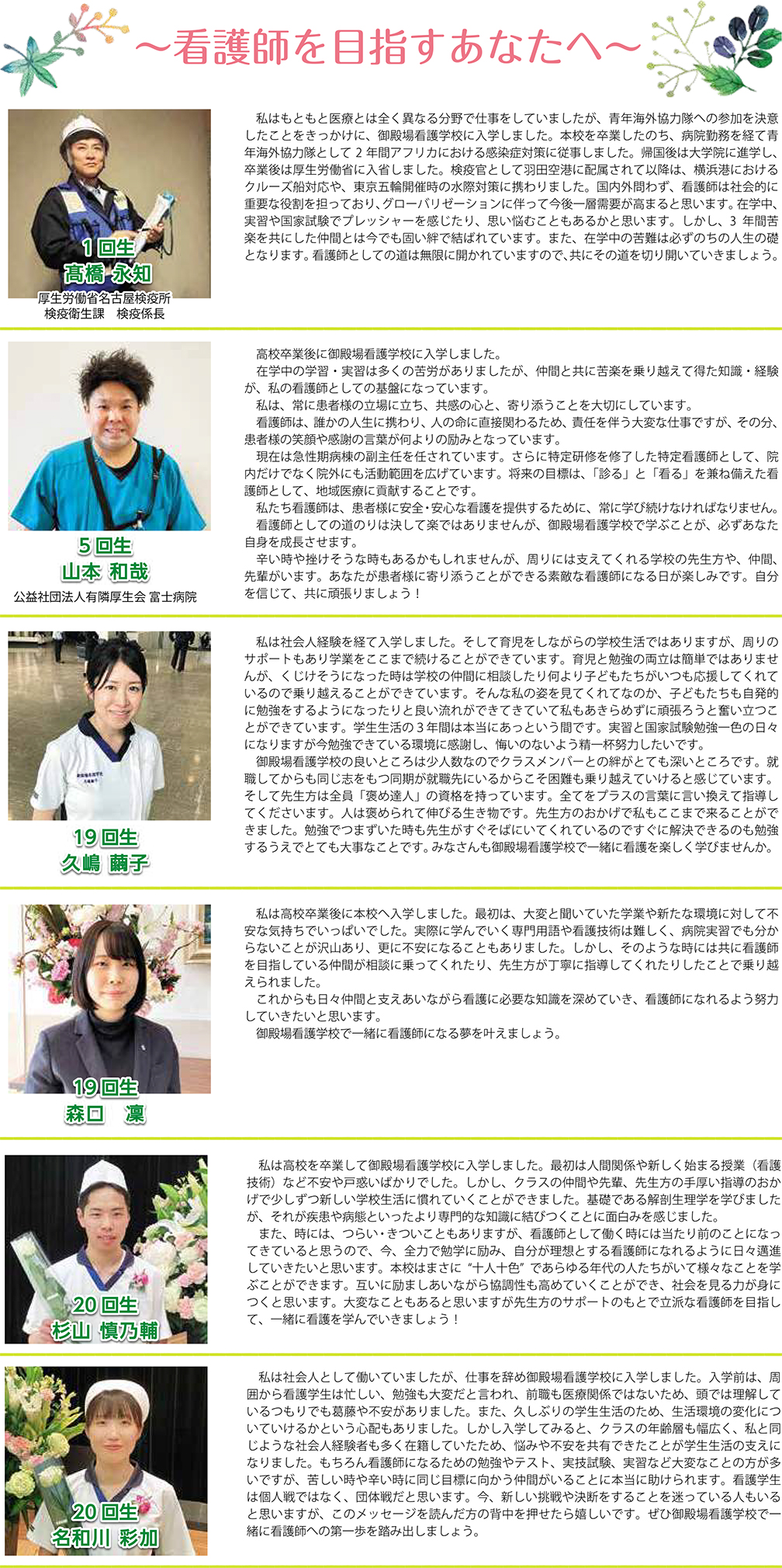 在校生・卒業生メッセージ